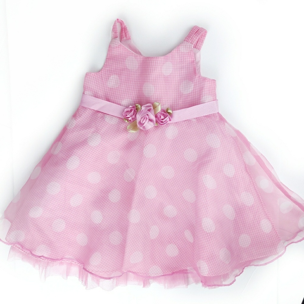 Pretty in Pink gingham satin tulle toddler dress
